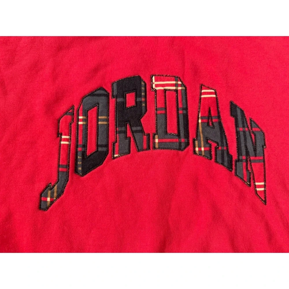 Jordan Brand Red Plaid Holiday Fleece Crew Sweatshirt Men's Size 2XL DV1574-612